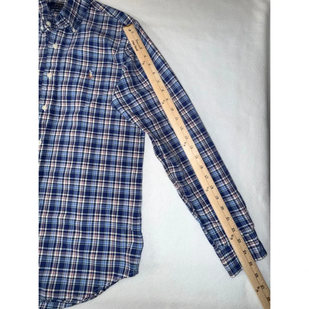 Polo Ralph Lauren Button Down Mens size Medium Blue Plaid Classic Fit Cotton
